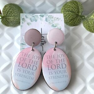 Dangly O The Joy of the Lord Pink & Blue