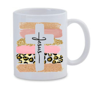 Jesus leopard cross White Mug