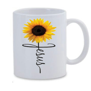 Jesus sunflower cross White Mug