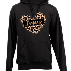 Jesus Leopard Print Heart Kiddies Hoodie