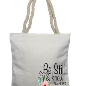 Be Still Peach Flower Rope Tote Bag