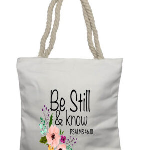 Be Still Peach Flower Rope Tote Bag