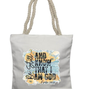 Be Still Sunflower Rope Tote Bag