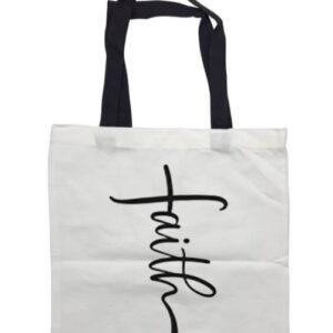 Faith Cross Black Handle Tote Bag