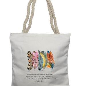 Cover with feathers Rope Tote Bag