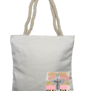 Jesus Cross Leopard Corner Rope Tote Bag