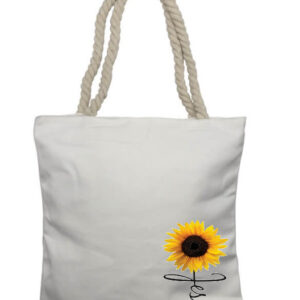 Jesus Cross Sunflower Corner Rope Tote Bag