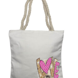 Love one another Corner Rope Tote Bag