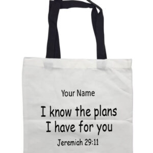 Personilzed Jeremiah 29:11 Black Handle Tote Bag