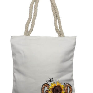With God all things are possible Corner Rope Tote Bag