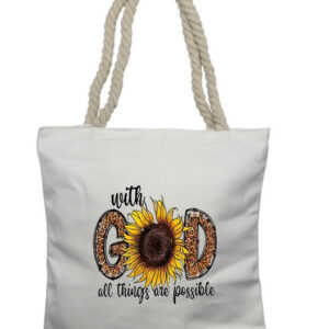 With God all things are possible Rope Tote Bag