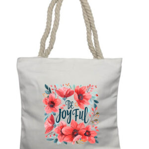 Be Joyful Flowers Rope Tote Bag