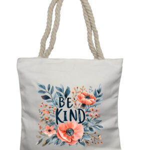 Be Kind Flowers Rope Tote Bag