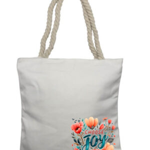 Choose Joy Flowers Corner Rope Tote Bag