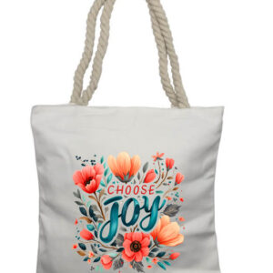 Choose Joy Flowers Rope Tote Bag