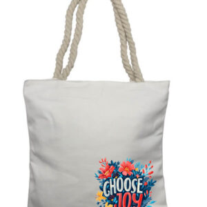 Choose Joy Flowers 2 Corner Rope Tote Bag
