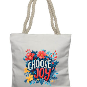Choose Joy Flowers 2 Rope Tote Bag