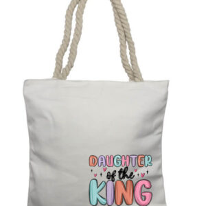 Daughter of a King Crayon Corner Rope Tote Bag