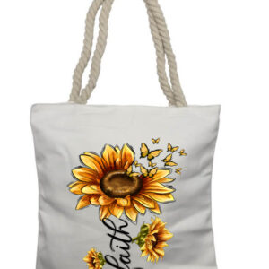 Faith Sunflower 1 Rope Tote Bag