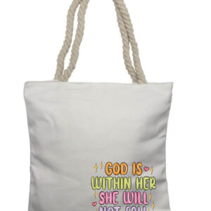 God is within her crayon Corner Rope Tote Bag