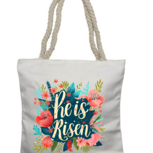 He is Risen Flowers Rope Tote Bag