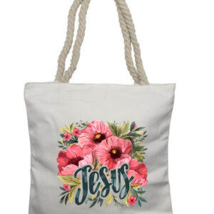 Jesus Flowers 1 Rope Tote Bag
