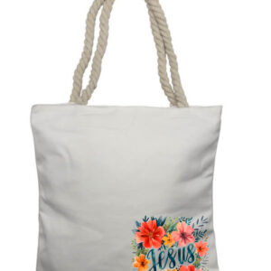 Jesus Flowers 2 Corner Rope Tote Bag
