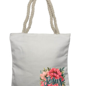 Jesus Flowers 3 Corner Rope Tote Bag