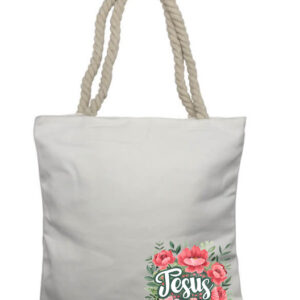 Jesus Flowers 4 Corner Rope Tote Bag