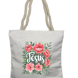 Jesus Flowers 4 Rope Tote Bag